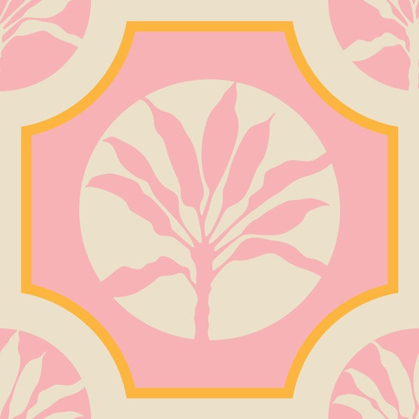 MAROC Tropical Ti Plant Tiles Pink Small