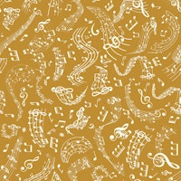 Music Notes 11 Ivory on Golden Ochre behang
