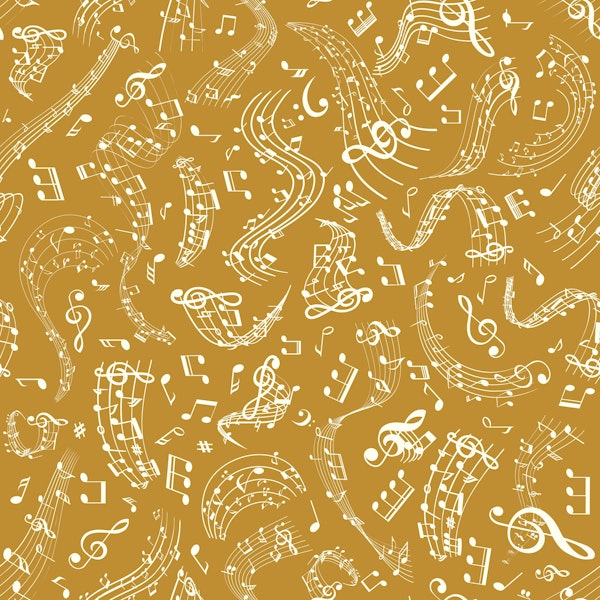 Music Notes 11 Ivory on Golden Ochre