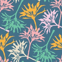 TOSSED TI Tropical Botanical Plants Blue tapeta