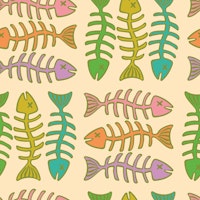 FISH BONES Vintage Retro Fun Food Brights tapete