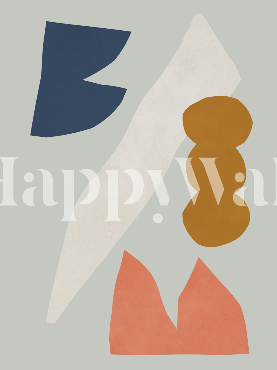 Abstract shapes in beige, navy, peach and brown wallpaper