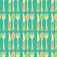 Cutlery Retro Vintage Kitchen Turquoise wallpaper