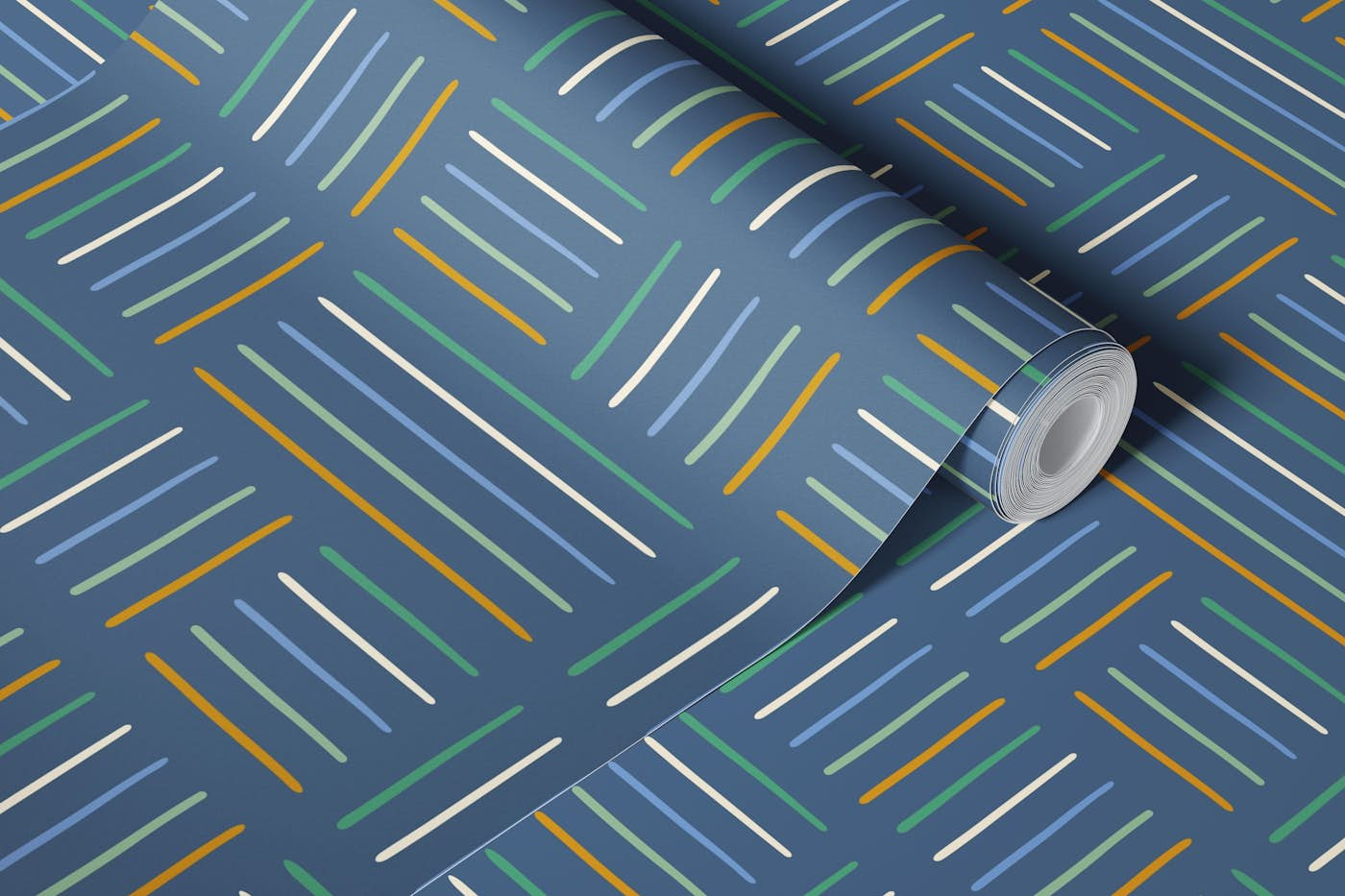 Multicolor Stripes Blue Green Gold wallpaper roll