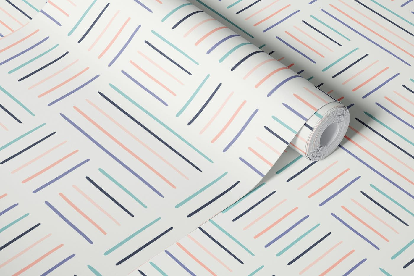 Multicolor Stripes Purple Mint wallpaper roll