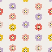 Colorful Retro Flowers Pink Lilac Yellow papiers peint