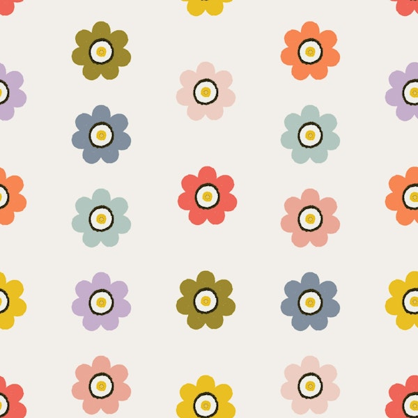 Colorful Retro Flowers Multicolor