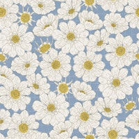Bold White Flowers Pale Blue behang