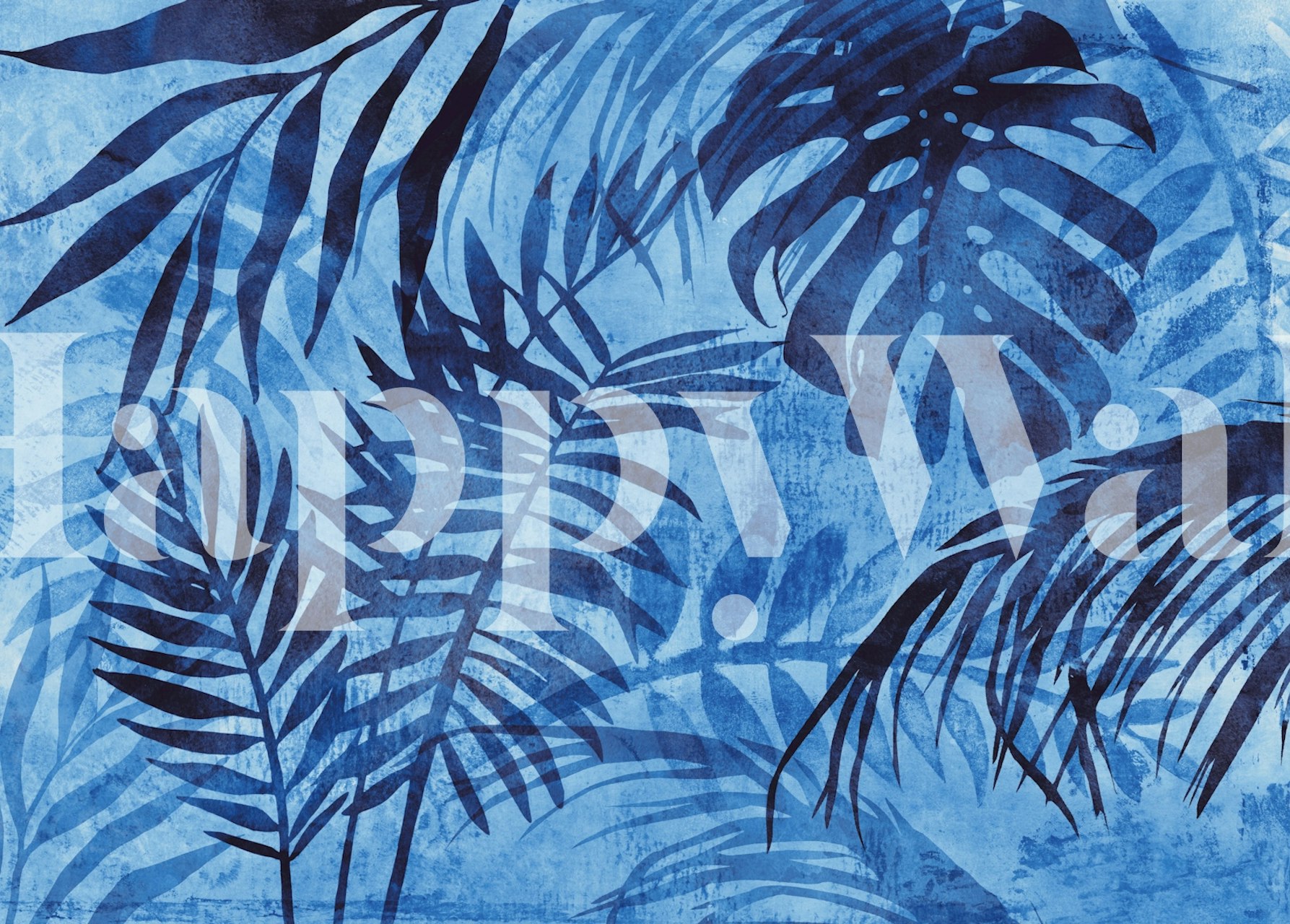 Blue jungle fever tropiska blad tapet