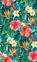 Dramatic Tropical Garden in Watercolor carta da parati