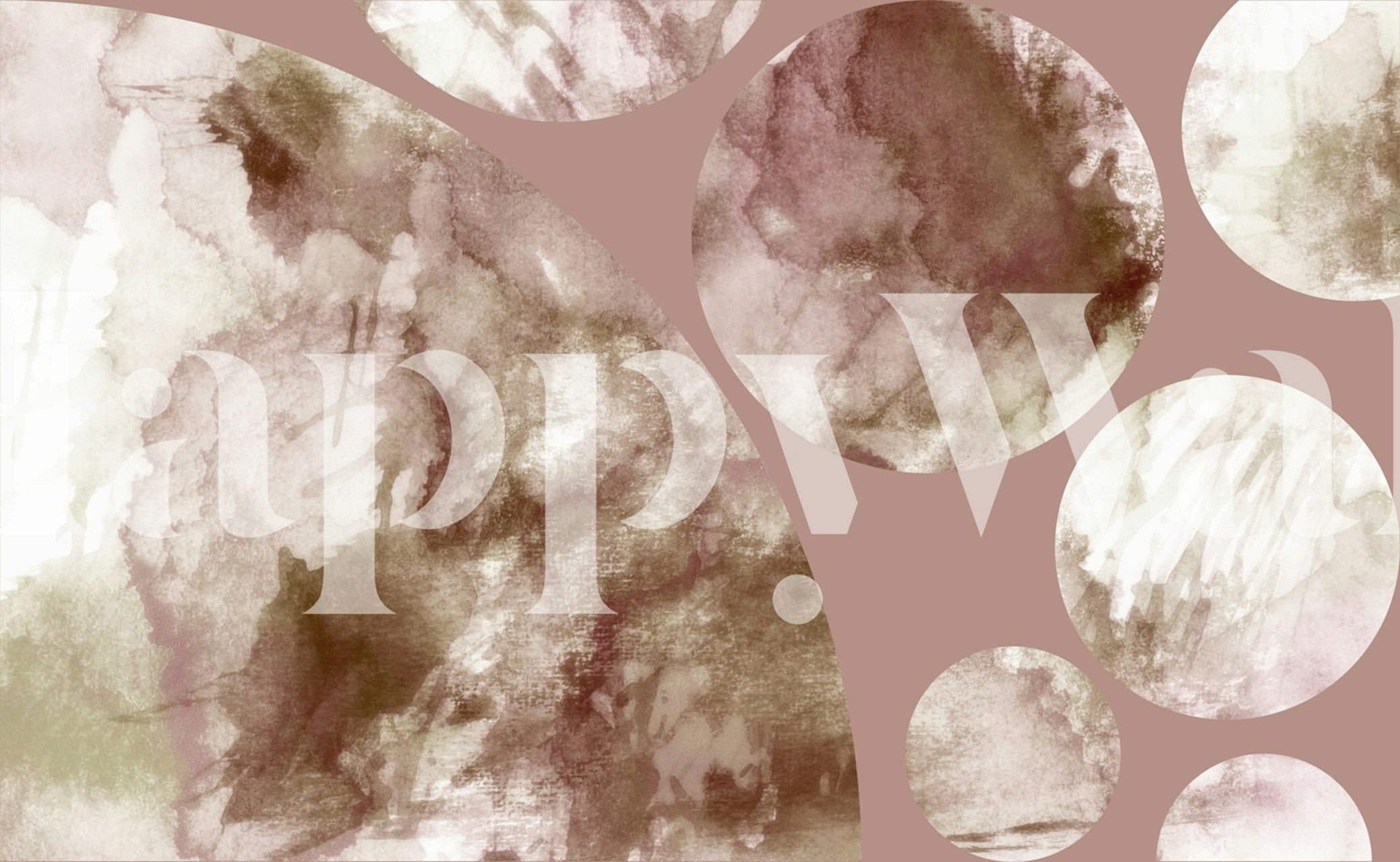 Cosmic Mid-Century Modern wall mural with abstract shapes in pastel tones