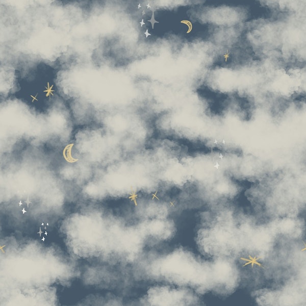Clouds and Stars Dark Blue