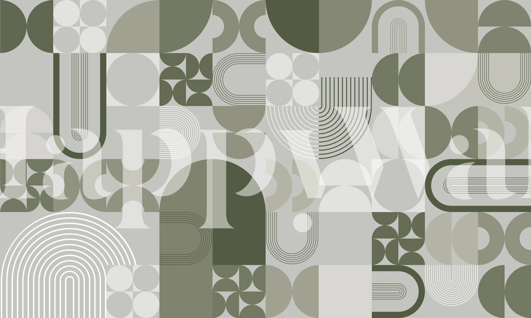 Sage Green Symmetry tapet i et moderne rum