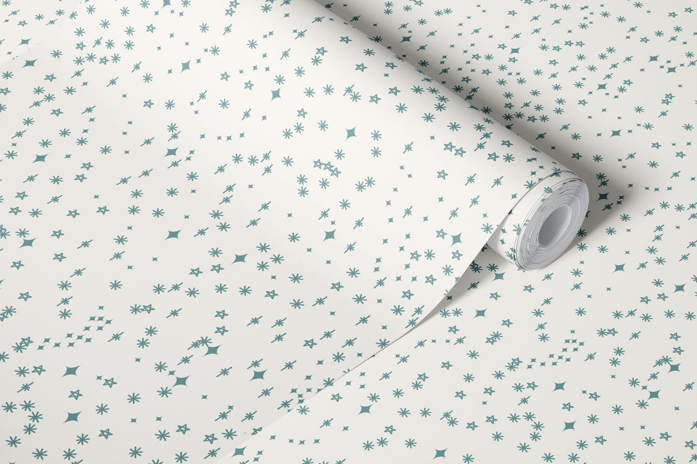 Stars And Sparks White Pale Blue wallpaper roll