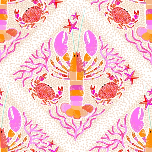Boho Lobsters and Crabs • Pink and Orange