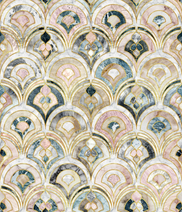 Marble Art Deco Tiles in Soft Pastels