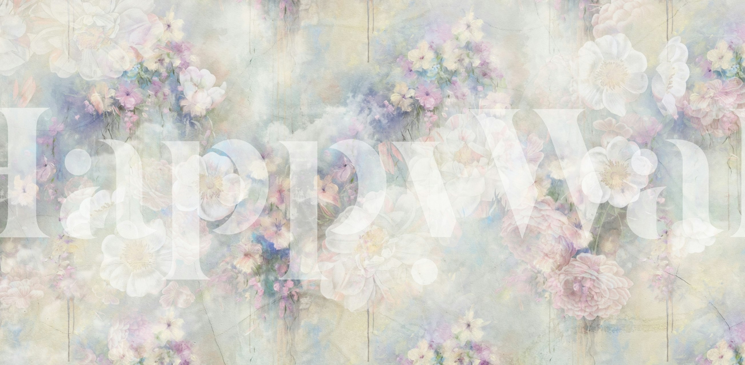 fotomural vinílico de parede floral em aquarela pastel em tons suaves