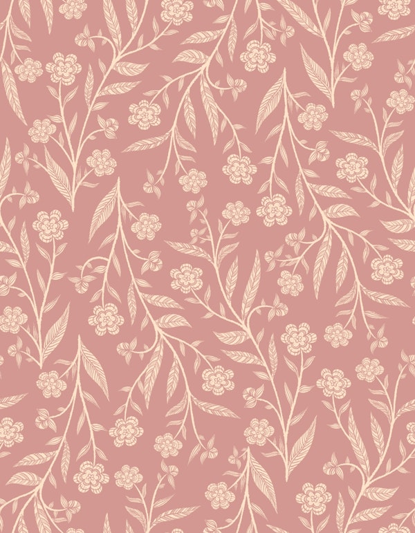 Dusky Pink Floral Victorian Doodle