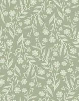 Sage Green Floral Victorian Doodle wallpaper