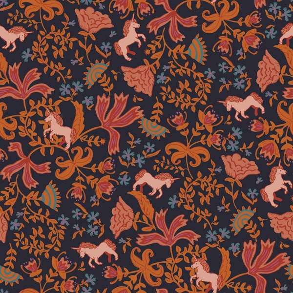 Indian floral print with unicorn