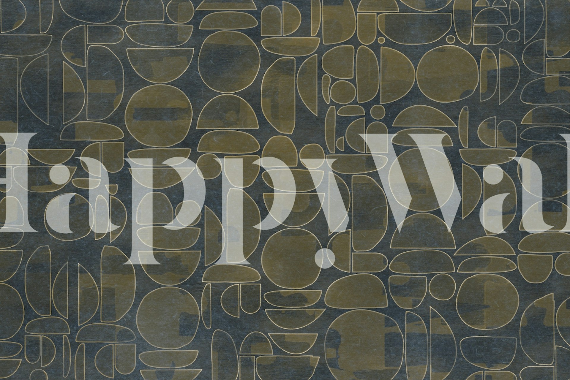 Geometric patterns in blue and gold on dark background wallpaper