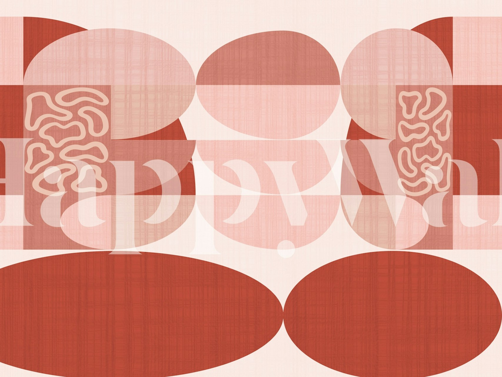 Ταπετσαρία Vivid Mid-Century Geo Garden σε ένα δωμάτιο