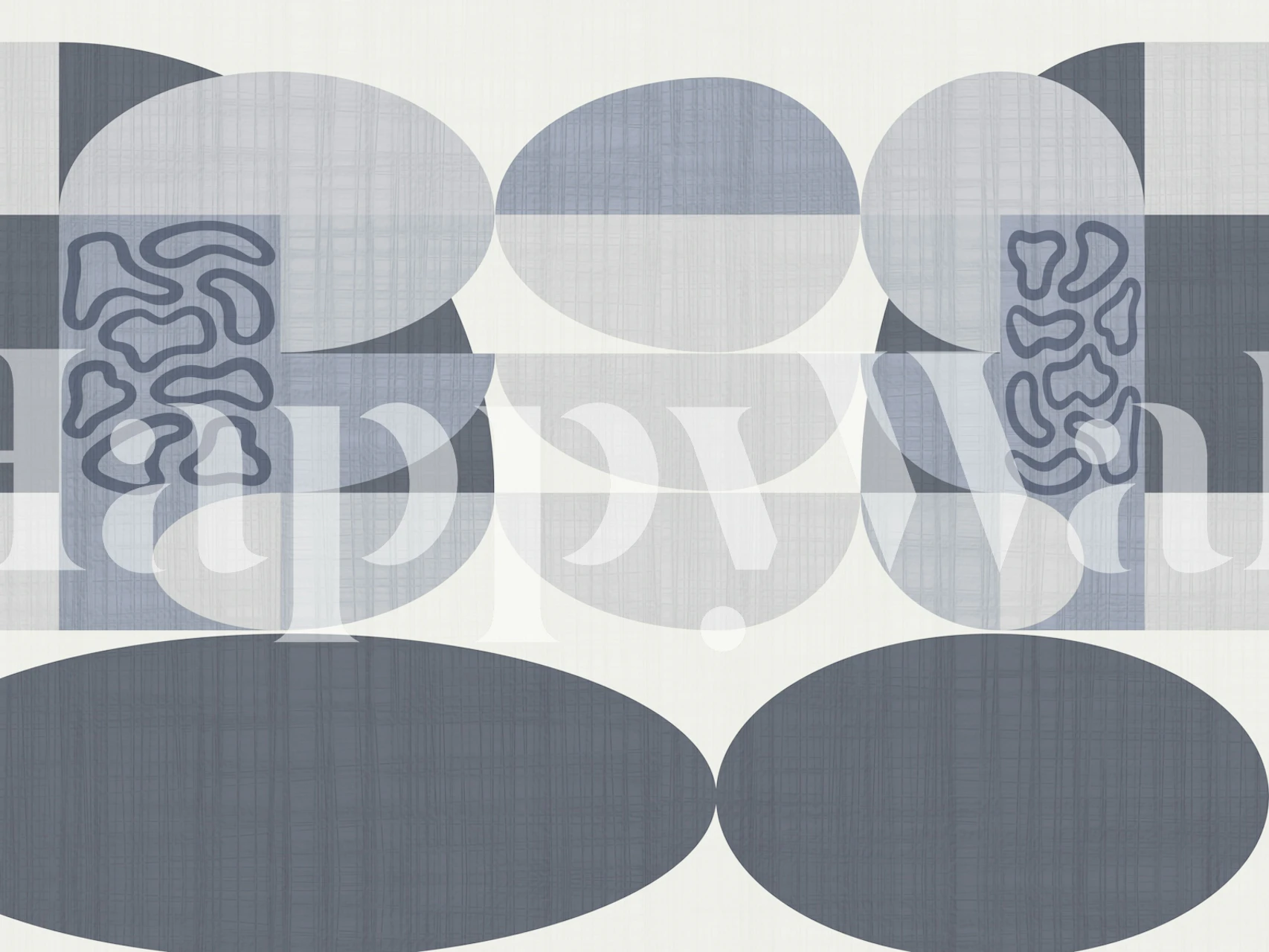 Abstracte geometrische vormen in koele winterkleuren met fotobehang met botanische patronen