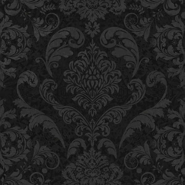 Vintage Victorian Damask Pattern Dark Grey