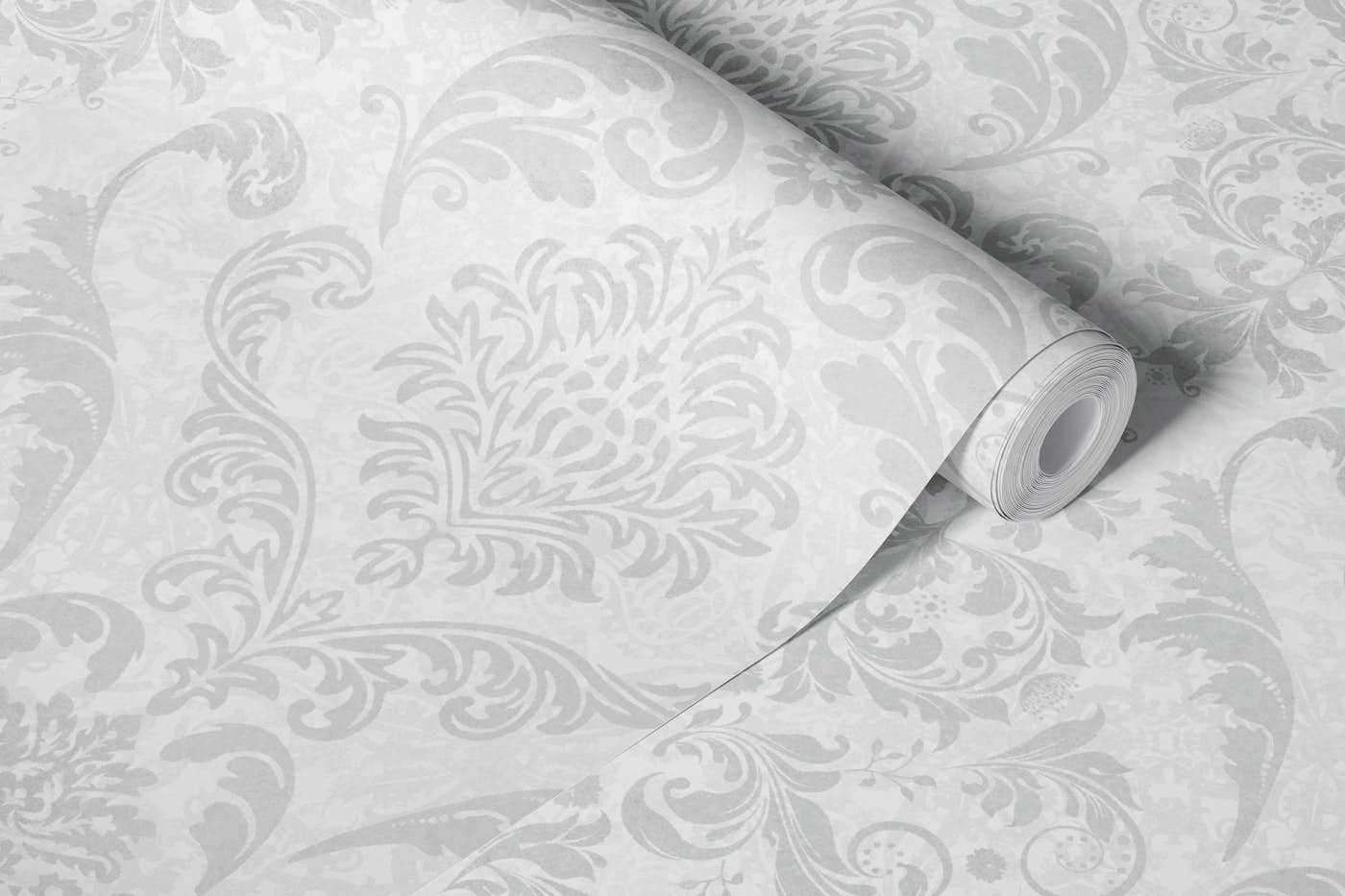 Vintage Victorian Damask Pattern Light Grey wallpaper roll