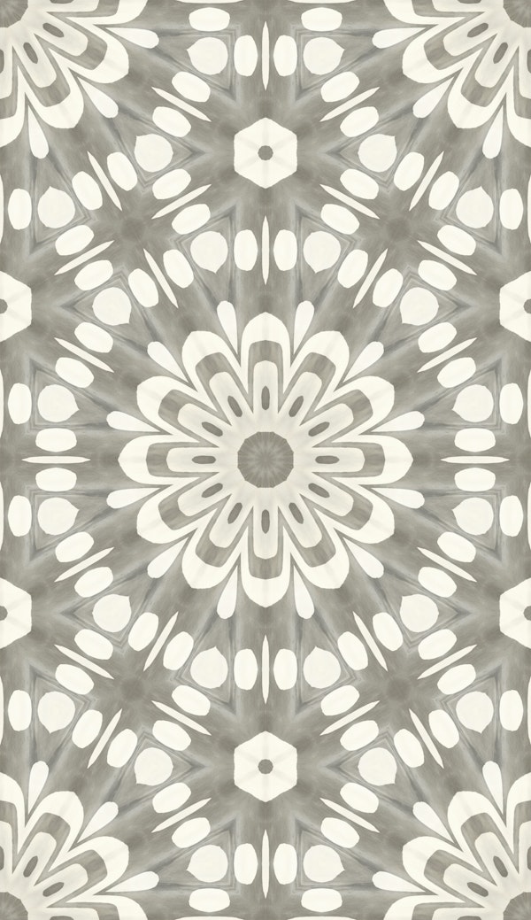 Retro Floral Tile Design Ivory Beige