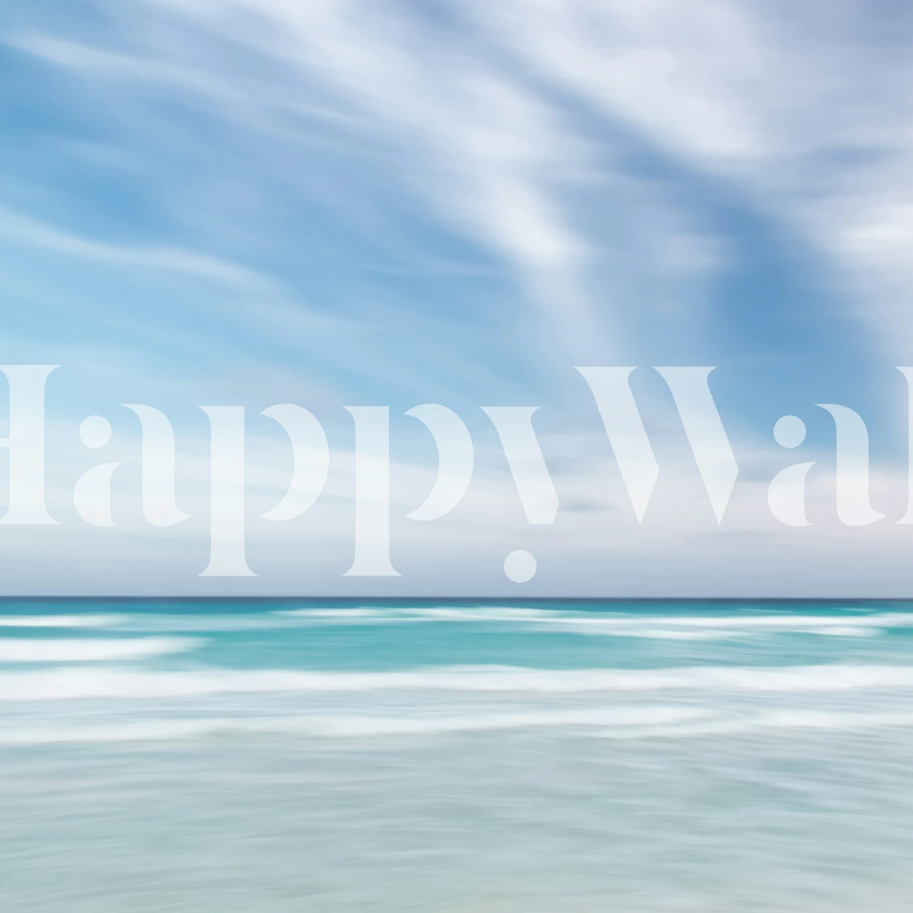 Blurred ocean and sky in soft blue and white colors wallpaper