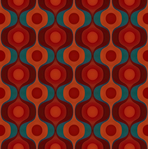Red Coral 70s Groovy Geometry
