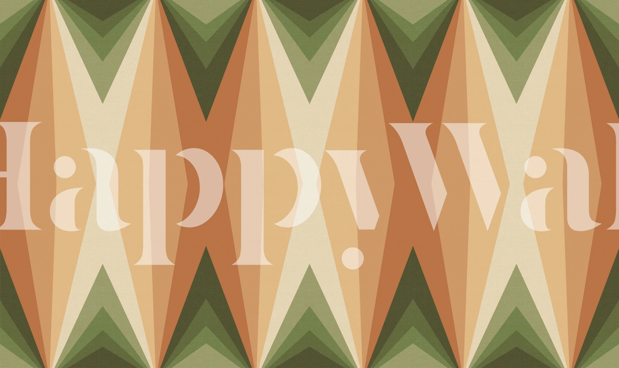 Seventies Groovy Tan Green Stripes wallpaper weergegeven