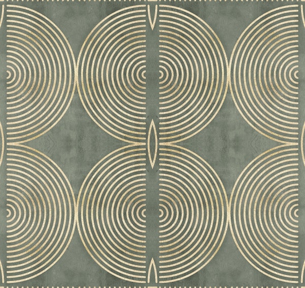 Eclectic Circles Modern Allover Gold Green