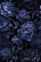 Moody Baroque Velveteen Flowers Midnight Blue ταπετσαρία