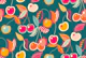 happy tossed cherries on teal