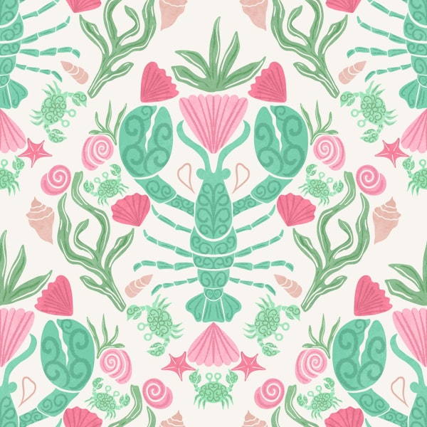 Coastal lobsters with seashells