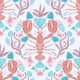Coastal lobsters with seashell
