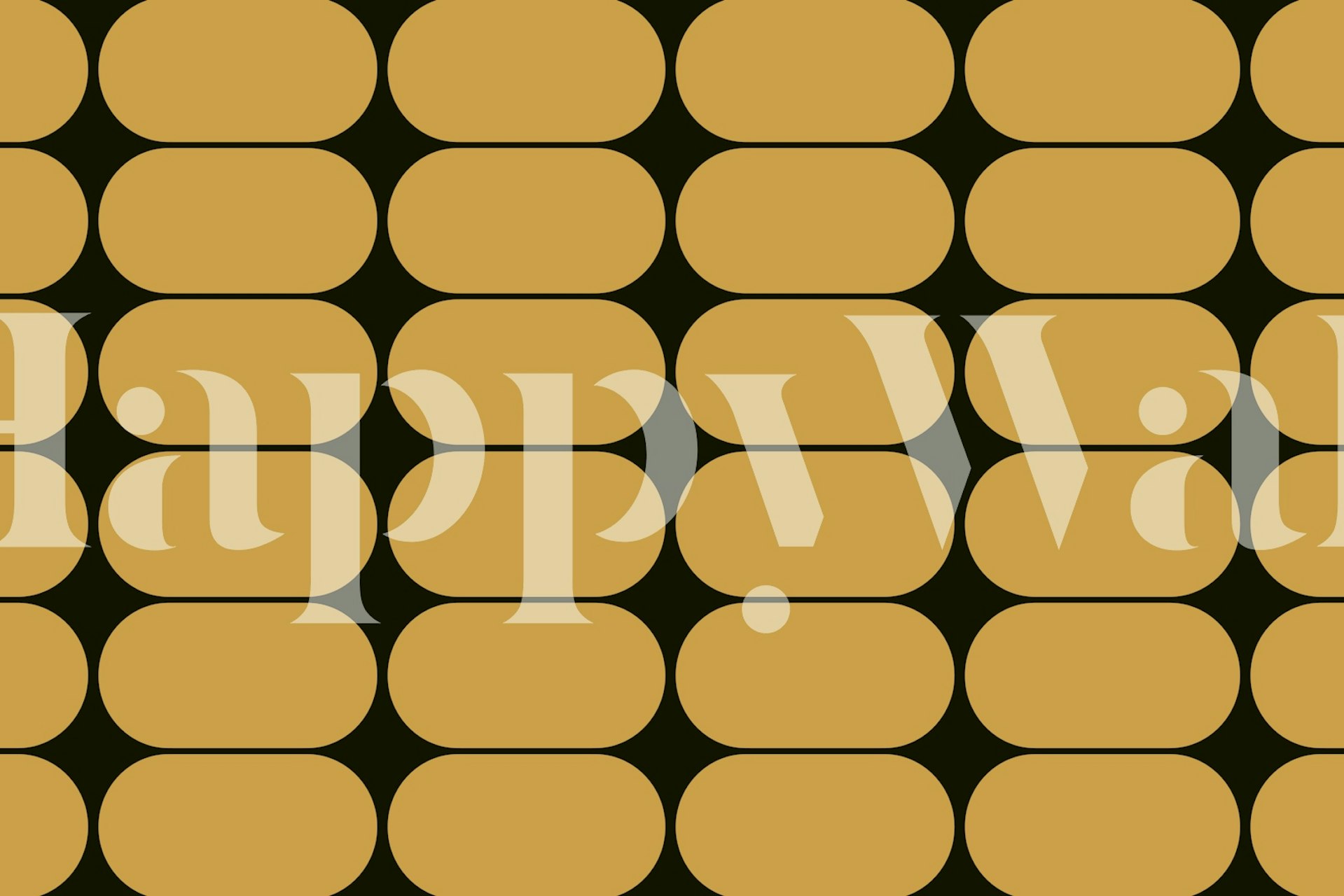 Muted geometric oval pattern in beige and black wallpaper