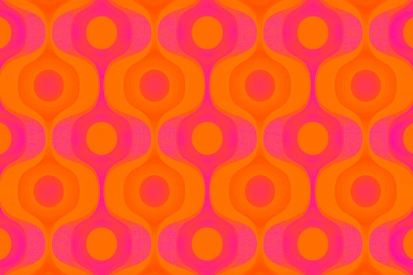 Large Vivid Mid-Century Modern Waves