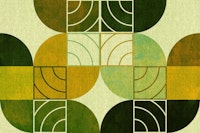 Green Mid-Century Modern Geo Concept carta da parati