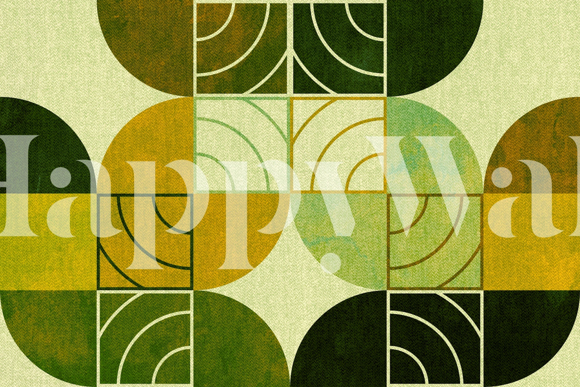 Grün Mid-Century Modern geometrische Tapete