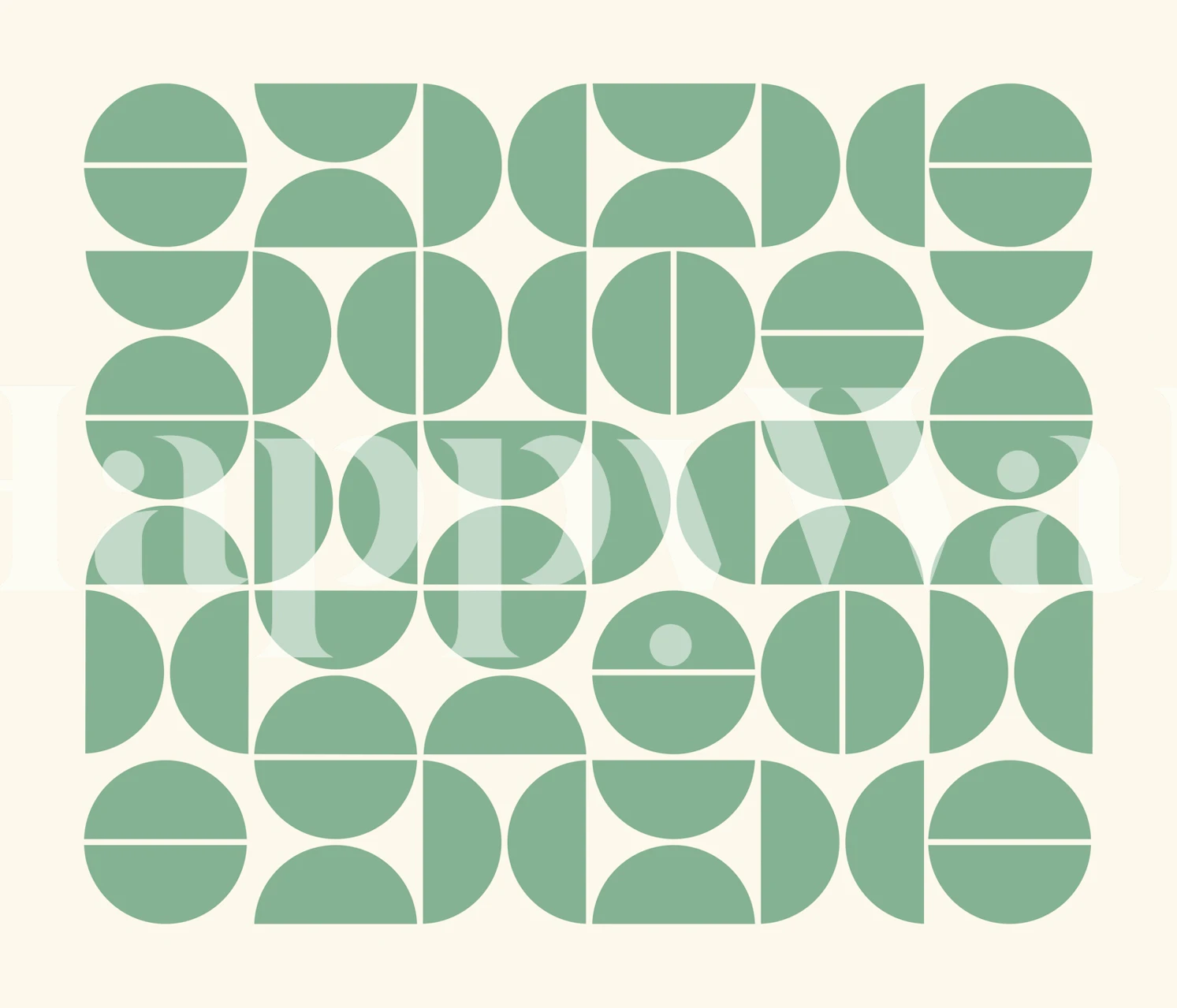 Geometric pattern with green and cream circles and shapes wallpaper