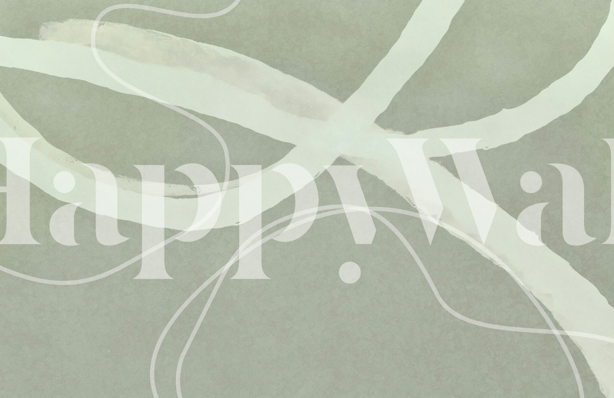 Abstract line work in soft sage green and white wallpaper