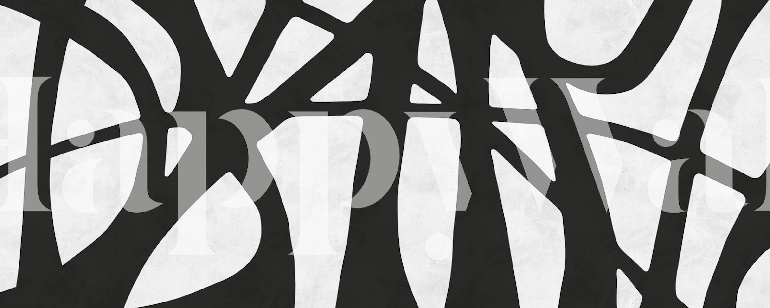 Black and white abstract wallpaper with dynamic shapes and strokes