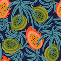 LILIKOI AND DRAGONFRUIT Tropical Fruit Blue tapet