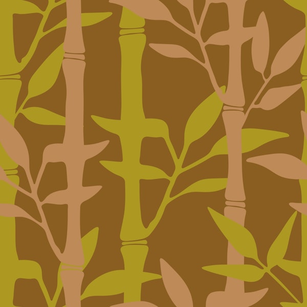 BAMBOO FOREST Tropical Plants Stripes Brown