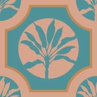 MAROC Tropical Ti Plant Tiles Blue Small wallpaper