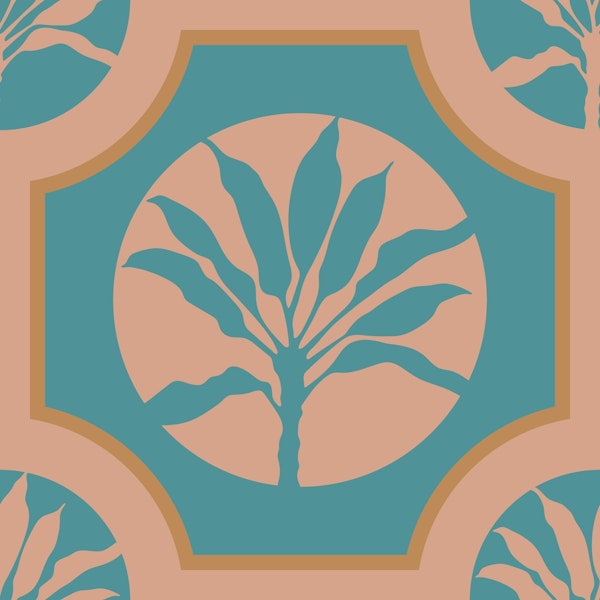 MAROC Tropical Ti Plant Tiles Blue Small