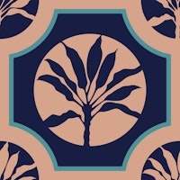MAROC Tropical Ti Plant Tiles Dark Blue Large wallpaper